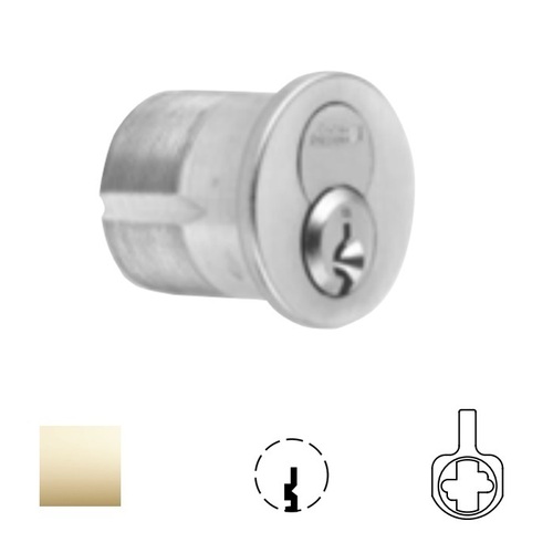 1080 Series IC Mortise Cylinder Bright Polished Brass