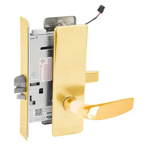 ML20915 Mortise Electrified Lever Lockset x REX Bright Polished Brass