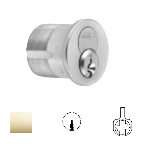 1080 Series IC Mortise Cylinder Bright Polished Brass