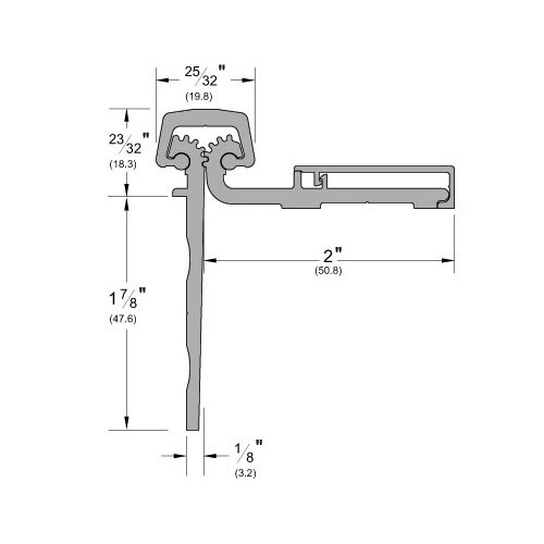 Half Surface Continuous Geared Hinge Clear Anodized Aluminum