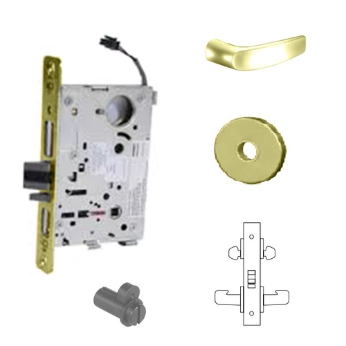 RX-8272-24V Electrified Double Cylinder Mortise Lock Bright Polished Brass