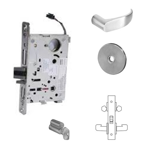 8273-12V Electrified Double Cylinder Mortise Lock Satin Chrome