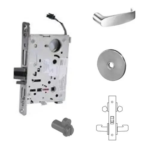 8272-12V Electrified Double Cylinder Mortise Lock Satin Chrome