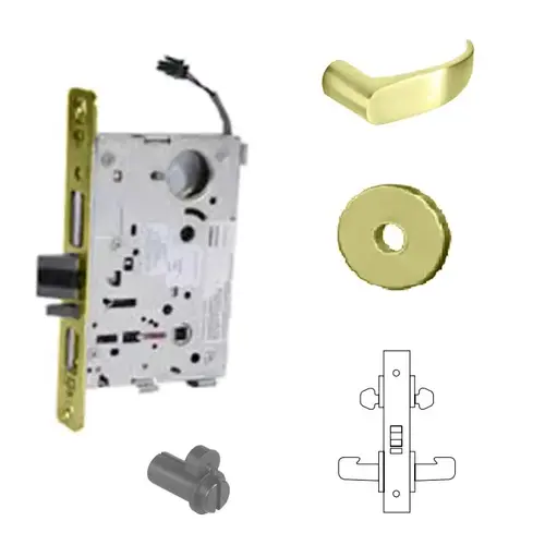 8273-24V Electrified Double Cylinder Mortise Lock Bright Polished Brass