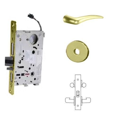 8272-12V Electrified Double Cylinder Mortise Lock Bright Polished Brass