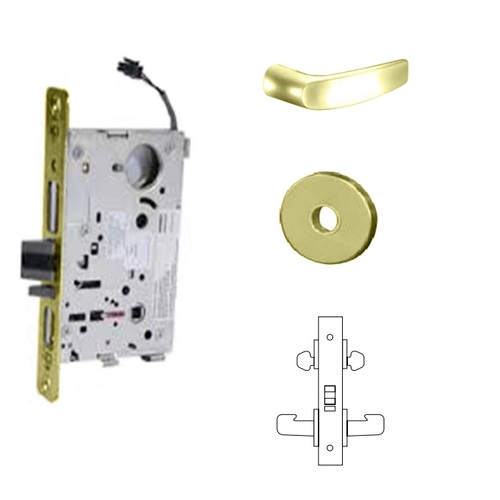 RX-8272-24V Electrified Double Cylinder Mortise Lock Bright Polished Brass