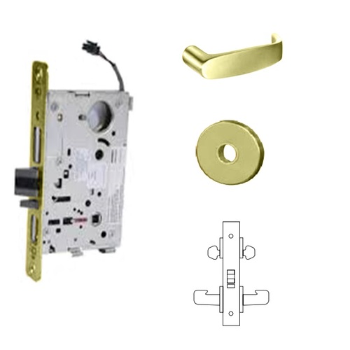 8273-24V Electrified Double Cylinder Mortise Lock Bright Polished Brass