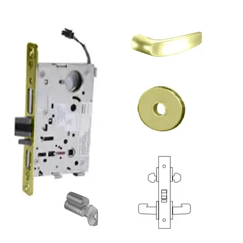 8272-24V Electrified Double Cylinder Mortise Lock Bright Polished Brass