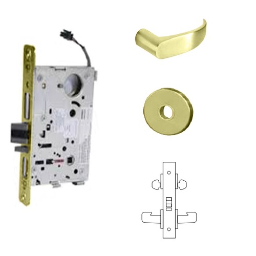 8273-12V Electrified Double Cylinder Mortise Lock Bright Polished Brass