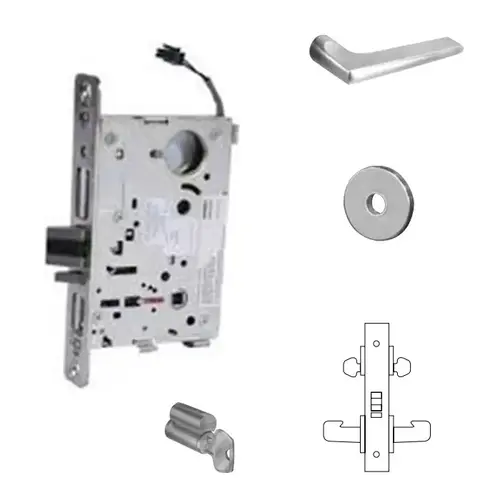 RX-8272-12V Electrified Double Cylinder Mortise Lock Satin Chrome