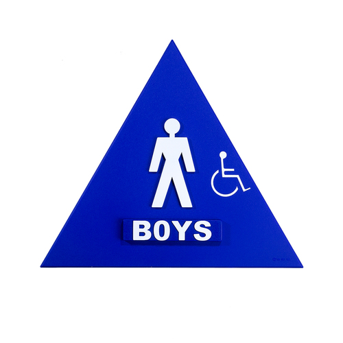 12 x 12 Boys Door Sign With Raised Handicapped Symbol