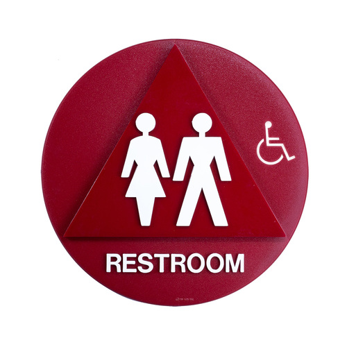 BCF SBH12U-RED-1 12 x 12 Unisex Door Sign With Handicapped Symbol