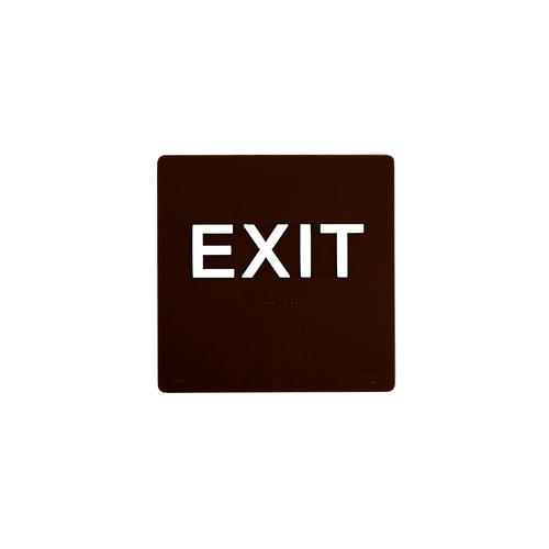 BCF SB450-BROWN 6 x 6 Exit Text 1/8" Acrylic With Braille
