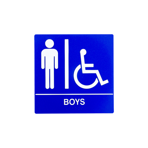 8 x 8 Boys Door Sign With Braille & Handicapped Symbol