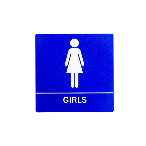 BCF SB440-GIRLS-BLUE 8 x 8 Girls Door Sign With Braille