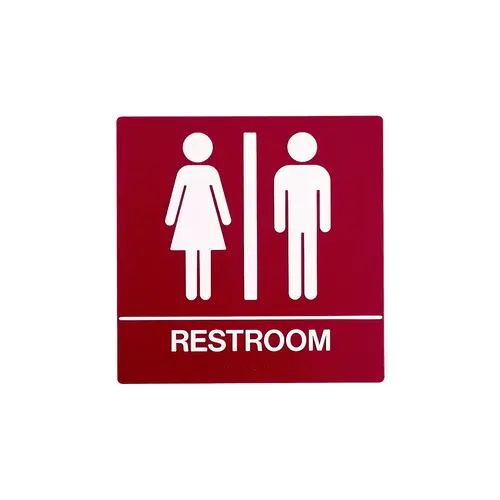 BCF SB442-RED 8 x 8 Unisex Door Sign With Braille