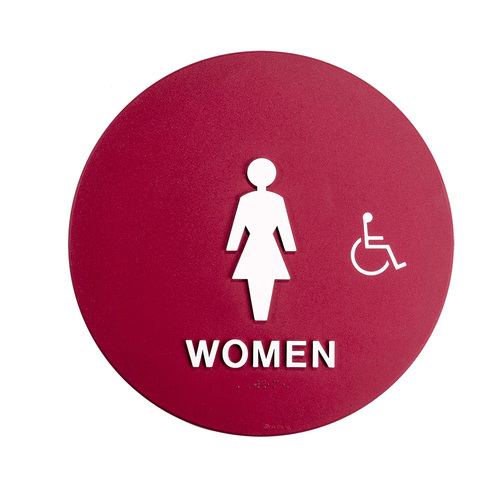 BCF SBH12W-RED-1 12 x 12 Women Door Sign With Handicapped Symbol