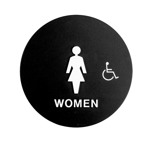 BCF SBH12W-BLACK-1 12 x 12 Women Door Sign With Handicapped Symbol