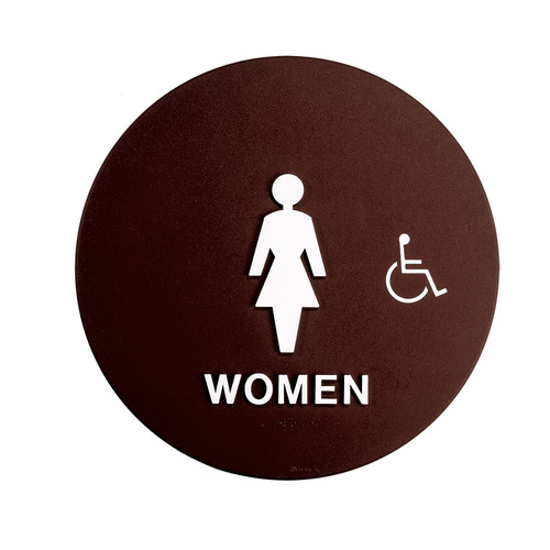BCF SBH12W-BROWN-1 12 x 12 Women Door Sign With Handicapped Symbol