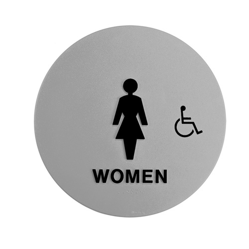 BCF SBH12W-GRAY-BLACK-2 12 x 12 Women Door Sign With Raised Handicapped Symbol