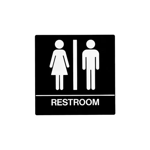 BCF SB442-BLACK 8 x 8 Unisex Door Sign With Braille
