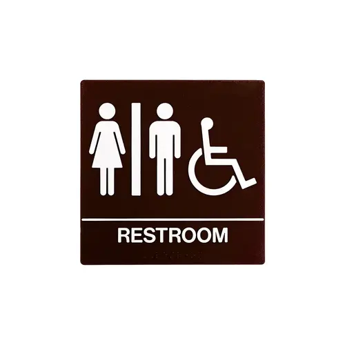 BCF SB444-BROWN 8 x 8 Unisex Door Sign With Braille & Handicapped Symbol