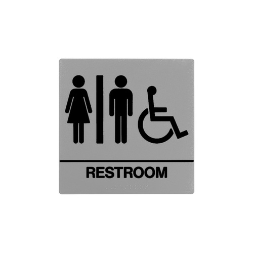 8 x 8 Unisex Door Sign With Braille & Handicapped Symbol
