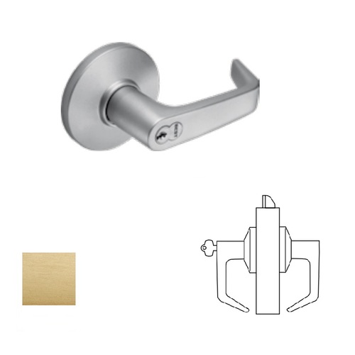 9K Series Grade 1 Classroom Lock, Satin Brass