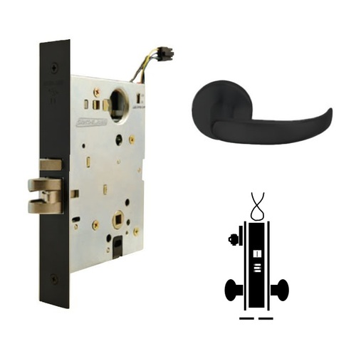 L9092EU Electrically Unlocking Mortise Lock Matte Black