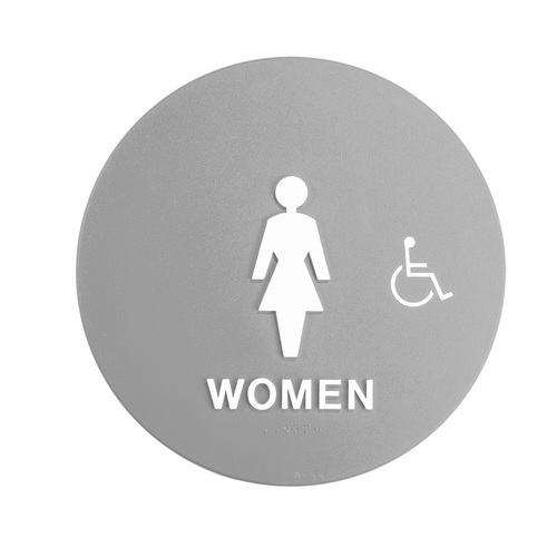 BCF SBH12W-GRAY-1 12 x 12 Women Door Sign With Handicapped Symbol