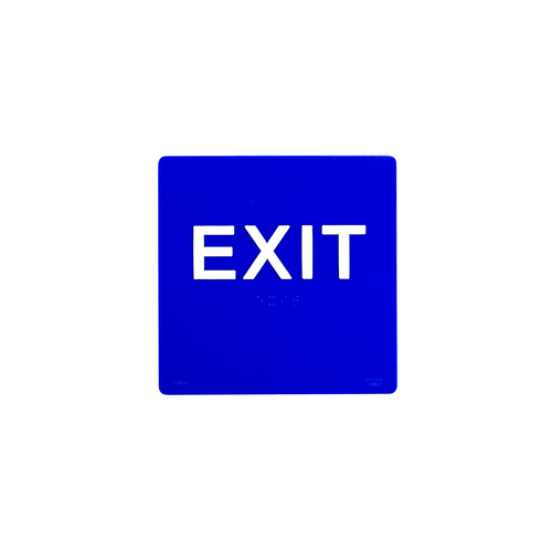 BCF SB450-BLUE 6 x 6 Exit Text 1/8" Acrylic With Braille