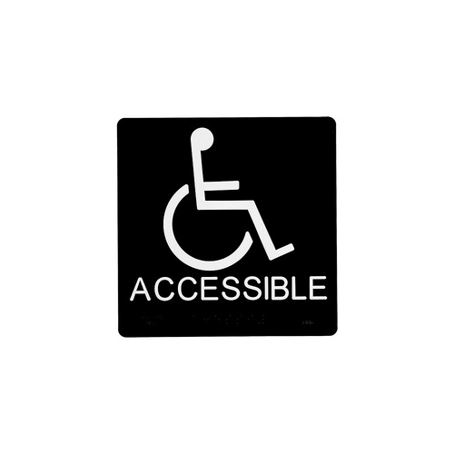 BCF SB453-BLACK 6 x 6 Handicapped Accessible Symbol With Braille