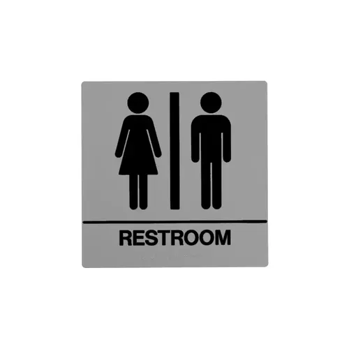 BCF SB442-GRAY-BLACK 8 x 8 Unisex Door Sign With Braille