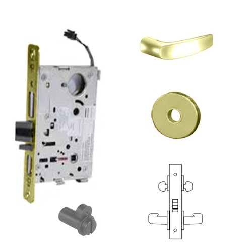 RX-8272-12V Electrified Double Cylinder Mortise Lock Bright Polished Brass