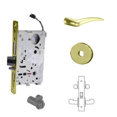 RX-8272-12V Electrified Double Cylinder Mortise Lock Bright Polished Brass