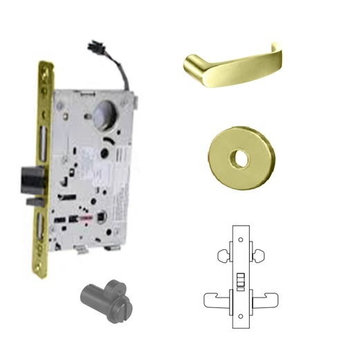 RX-8272-12V Electrified Double Cylinder Mortise Lock Bright Polished Brass