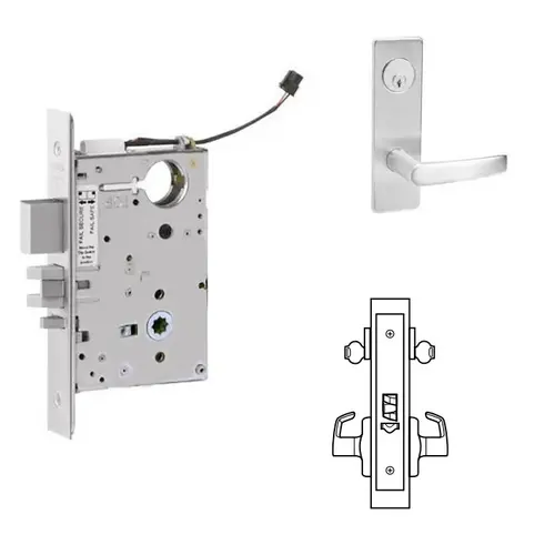 ML20932 Mortise Electrified Lever Lockset Bright Polished Chrome