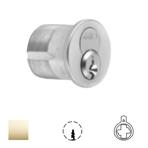 1080 Series IC Mortise Cylinder Bright Polished Brass