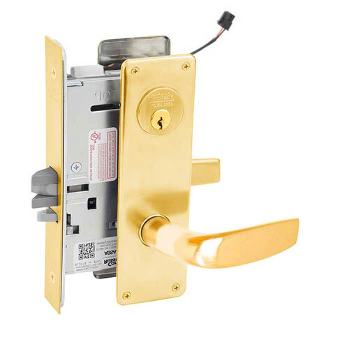 ML20906 Mortise Electrified Lever Lockset x REX Bright Polished Brass