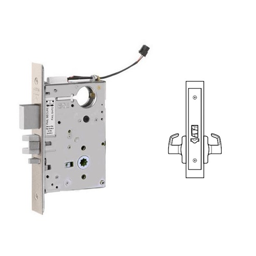 ML20907 Mortise Electrified Lever Lock Body Only x REX Satin Nickel