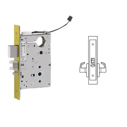 ML20907 Mortise Electrified Lever Lock Body Only x REX Satin Brass