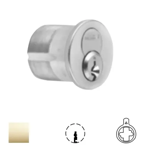 1080 Series IC Mortise Cylinder Bright Polished Brass