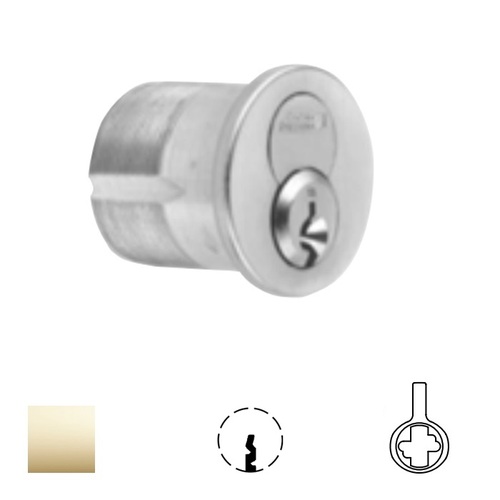 1080 Series IC Mortise Cylinder Bright Polished Brass