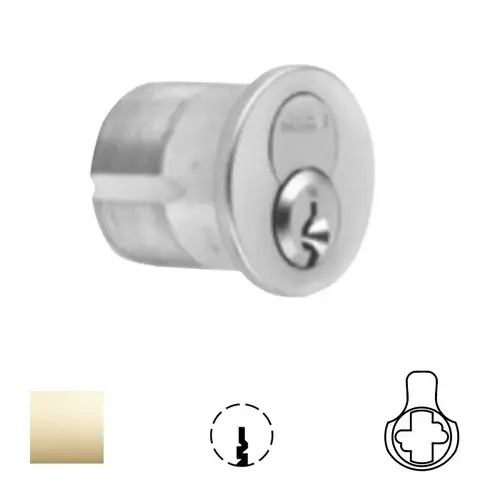 1080 Series IC Mortise Cylinder Bright Polished Brass