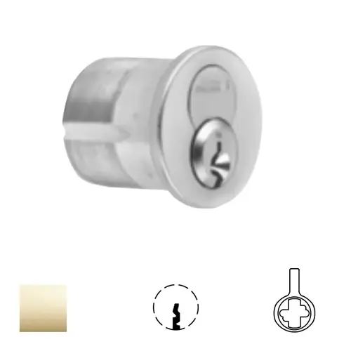 1080 Series IC Mortise Cylinder Bright Polished Brass