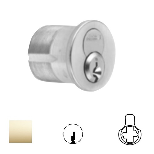 1080 Series IC Mortise Cylinder Bright Polished Brass