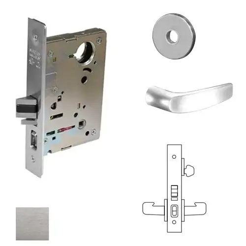 8200 Series 8255 Office/Entry Lockset Less Cylinder Satin Chrome