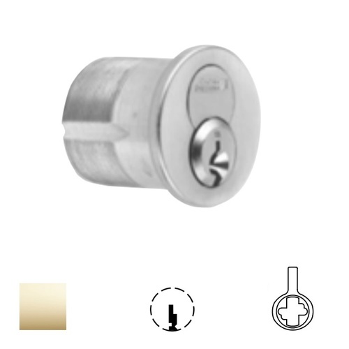 1080 Series IC Mortise Cylinder Bright Polished Brass