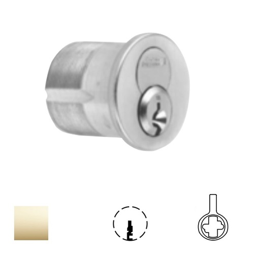 1080 Series IC Mortise Cylinder Bright Polished Brass