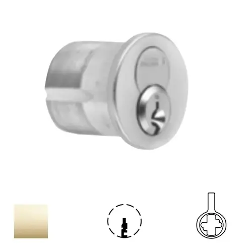 1080 Series IC Mortise Cylinder Bright Polished Brass